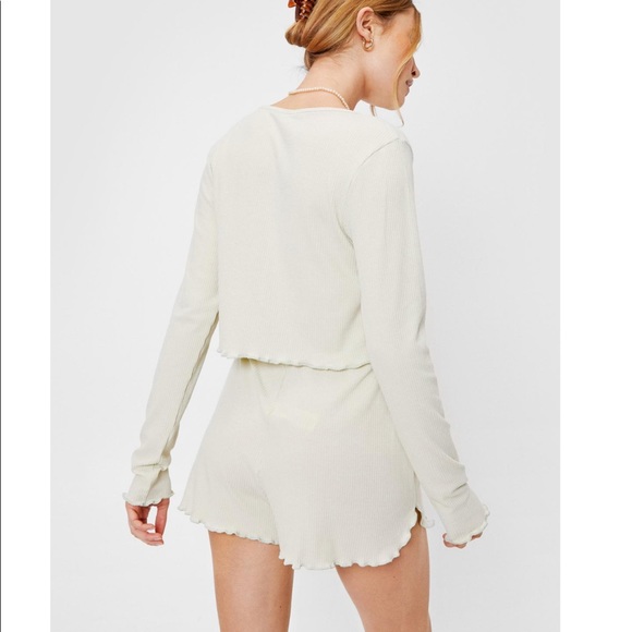 Ribbed Tie Cardigan and Shorts Set - Picture 4 of 5